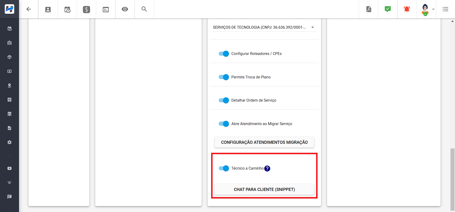 imagem_que_mostra_configuracao_geral_app_do_cliente_configuracao_chave_tecnico_a_caminho