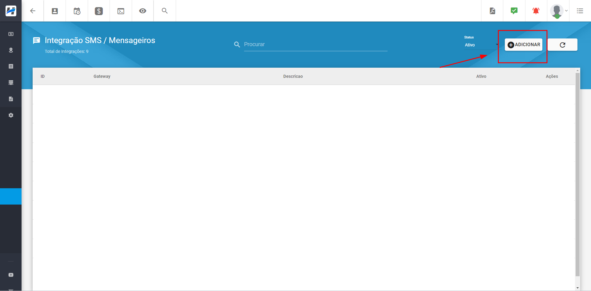 imagem_que_mostra_menu_configuracao_integracoes_sms_mensageiros_icone_adicionar_integracao_zap_me