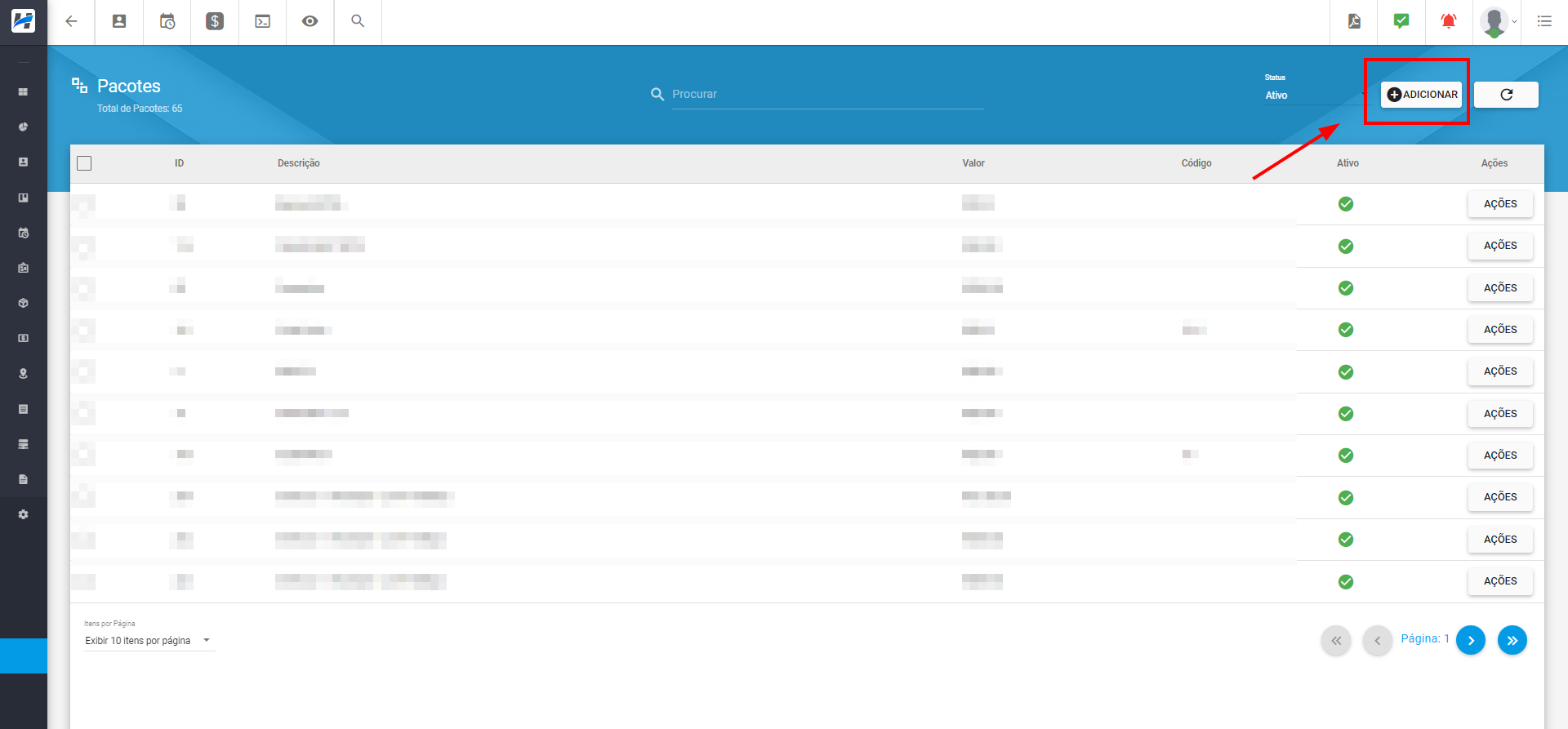 imagem_que_mostra_menu_configuracoes_geral_pacotes_opcao_adicionar_pacotes_com_a_integracao_multtv_directvgp
