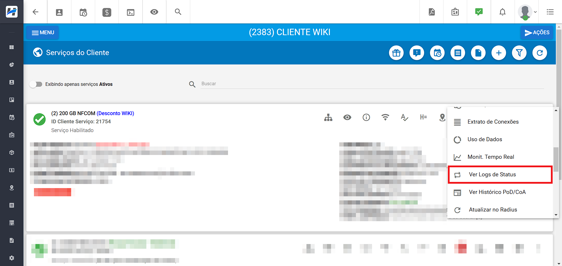 imagem_que_mostra_servicos_do_cliente_outras_opcoes_logs_de_status