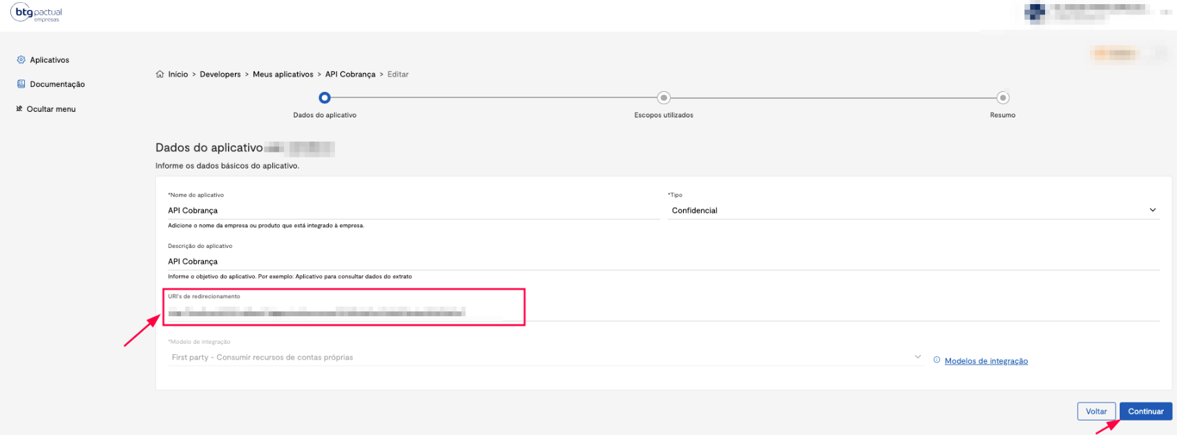 imagem_que_mostra_painel_btg_pactual_editar_aplicativo_url_redirecionamento