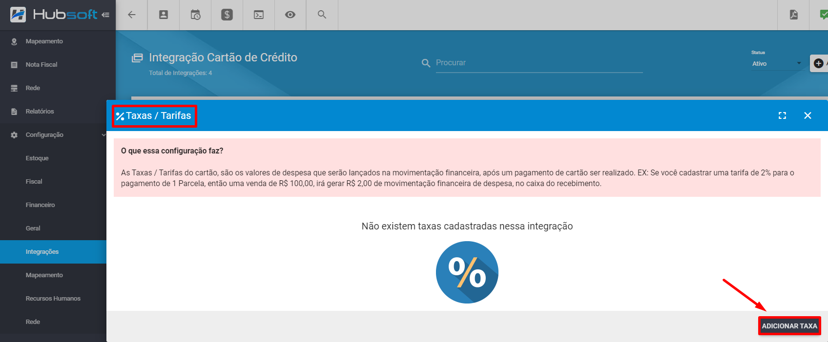 imagem_que_mostra_menu_integracao_de_cartao_de_credito_acoes_taxas_tarifas_de_cartao