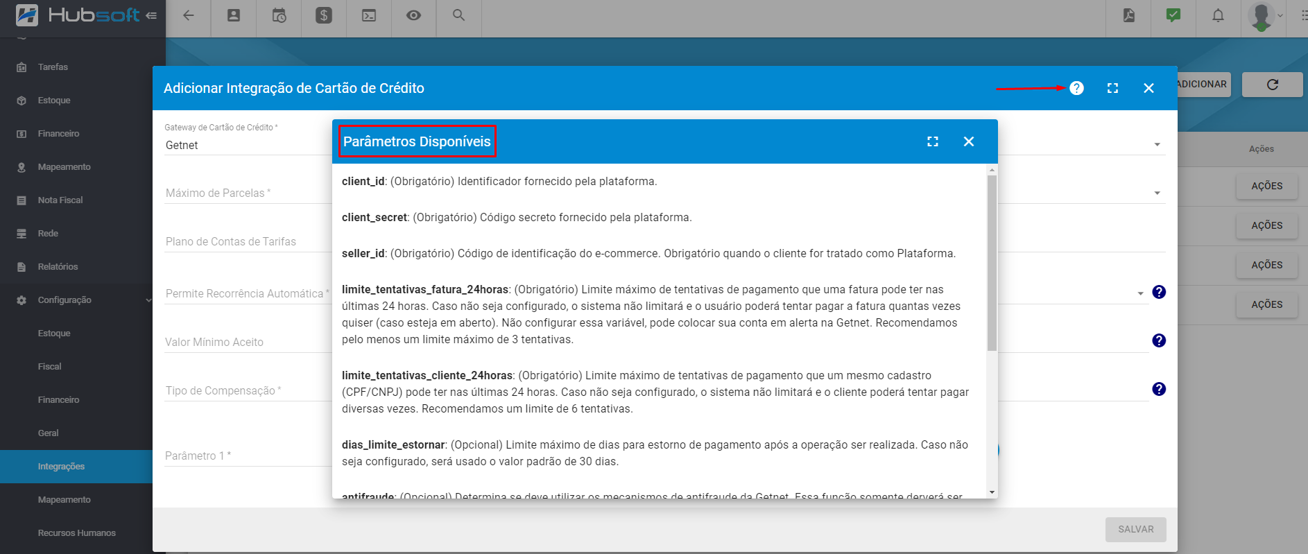 imagem_que_mostra_menu_integracao_de_cartao_de_credito_parametros_disponiveis