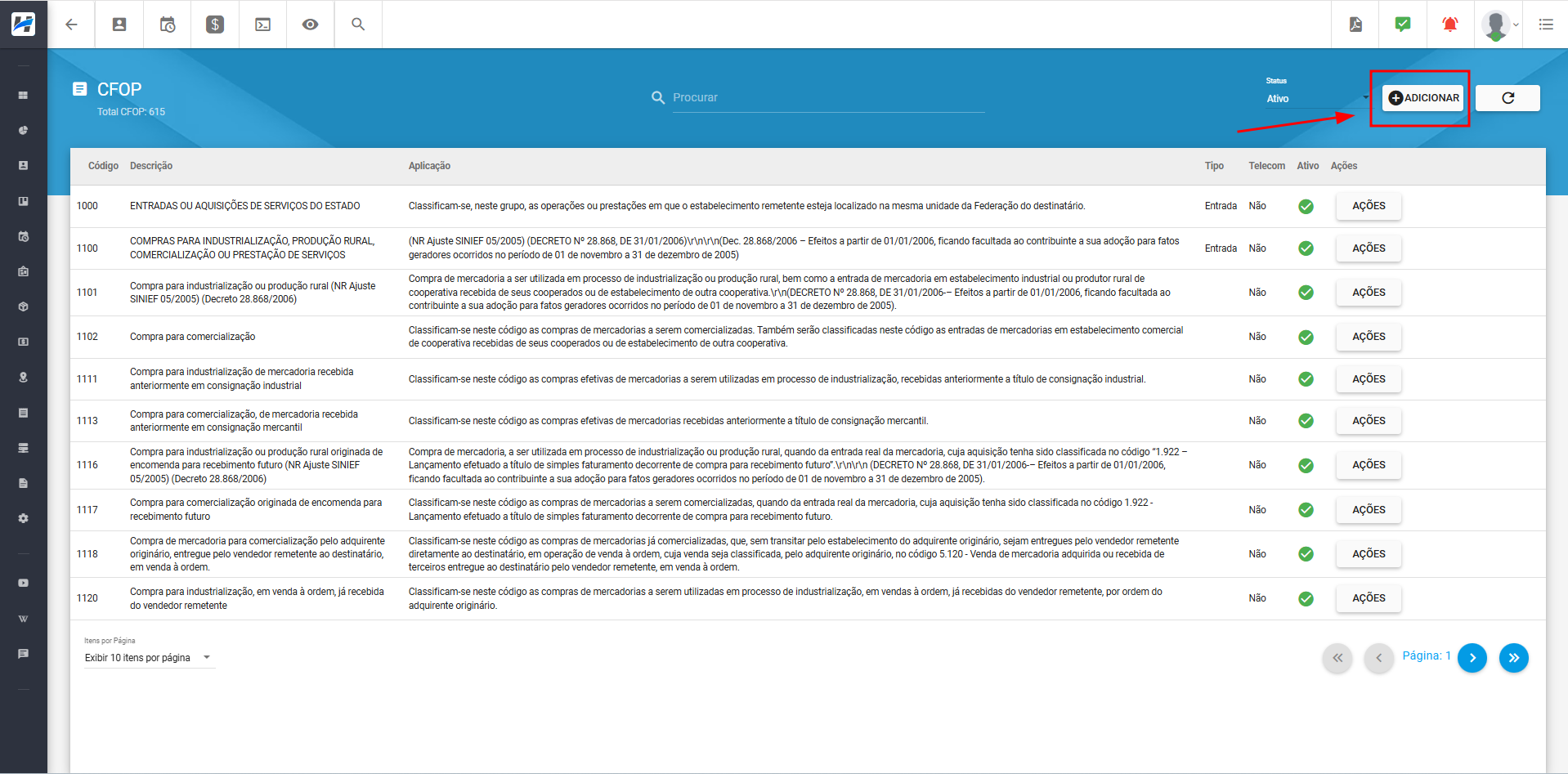 imagem_que_mostra_menu_configuracao_fiscal_CFOP_opcao_adicionar
