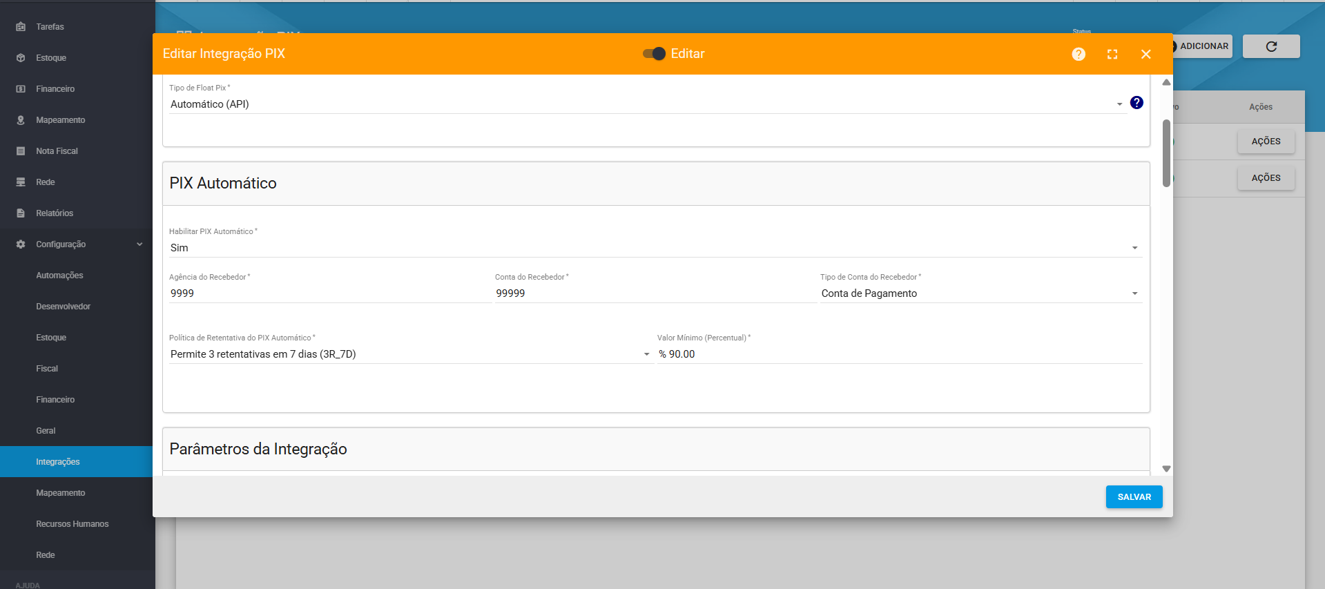 imagem_que_mostra_configuracao_integracao_pix_adicionar_parametros