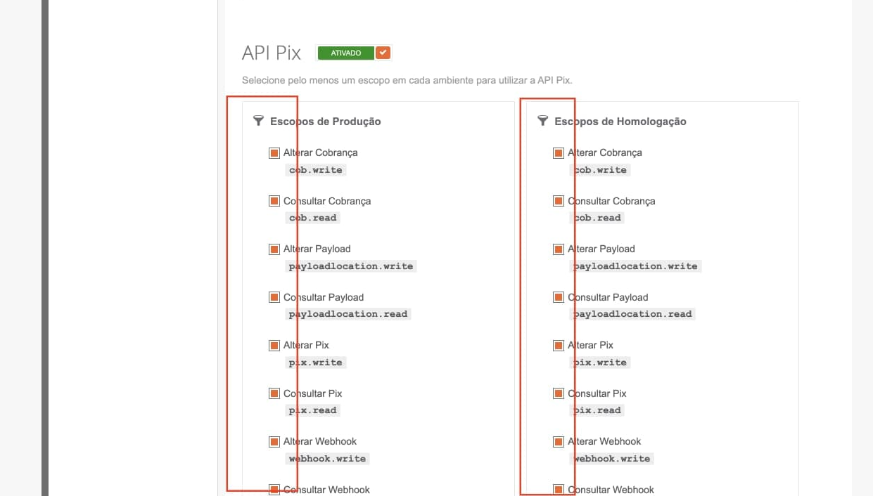 imagem_que_mostra_painel_gerencianet_api_pix_escopo_producao_escopo_homologacao