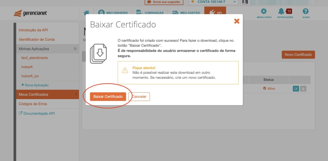 imagem_que_mostra_painel_gerencianet_meus_certificados_gerar_certificado