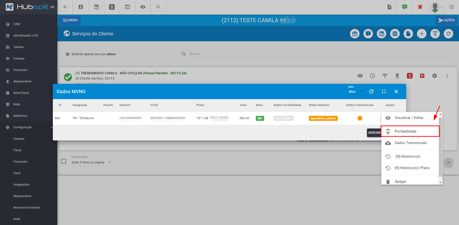 Imagem_mostrando_como_cadastrar_a_portabilidade_do_MVNO_com_a_tá_telecom_dentro_do_serviço/plano_do_cliente