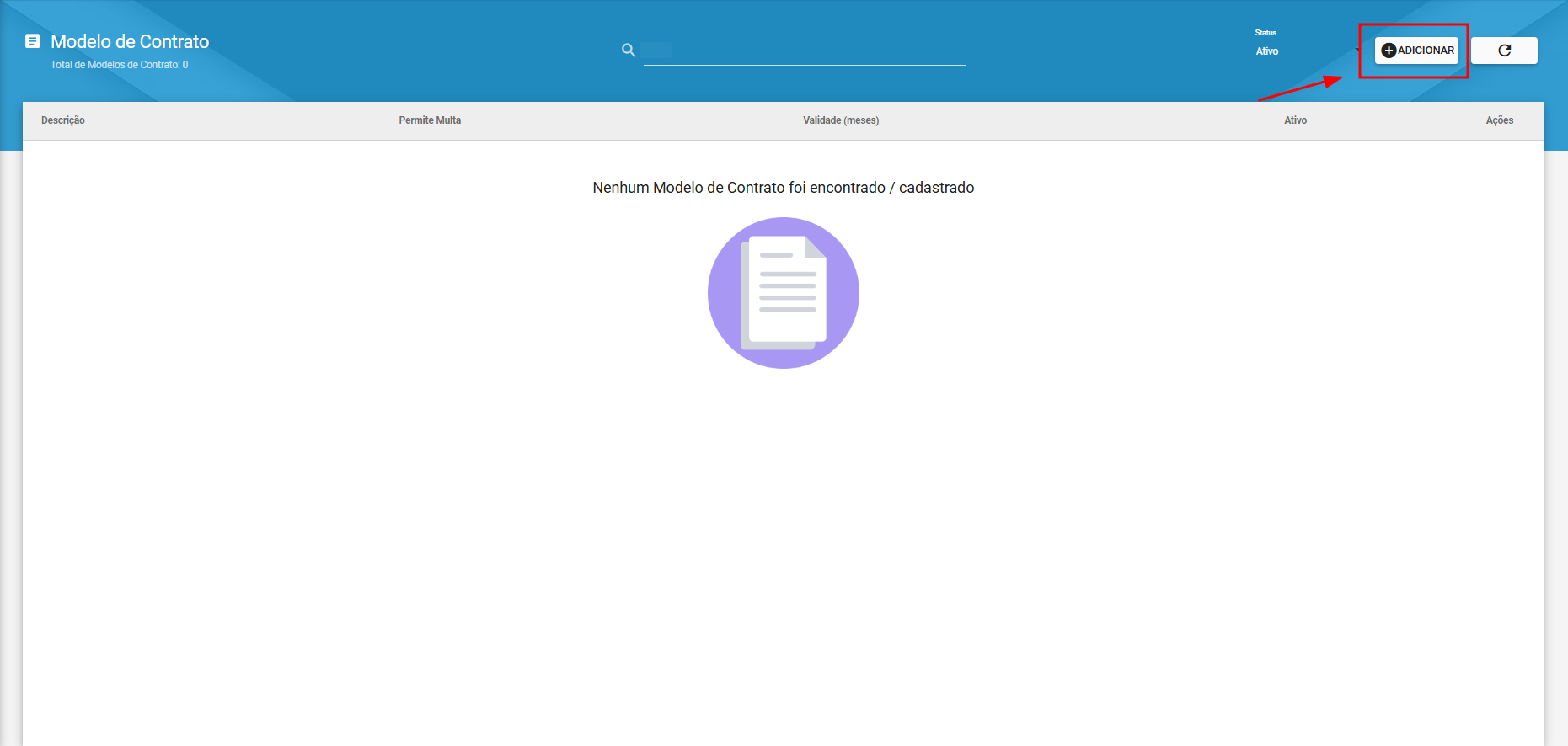 Ilustra_o_modulo_painel_modelo_de_contrato_destacando_opcao_adicionar