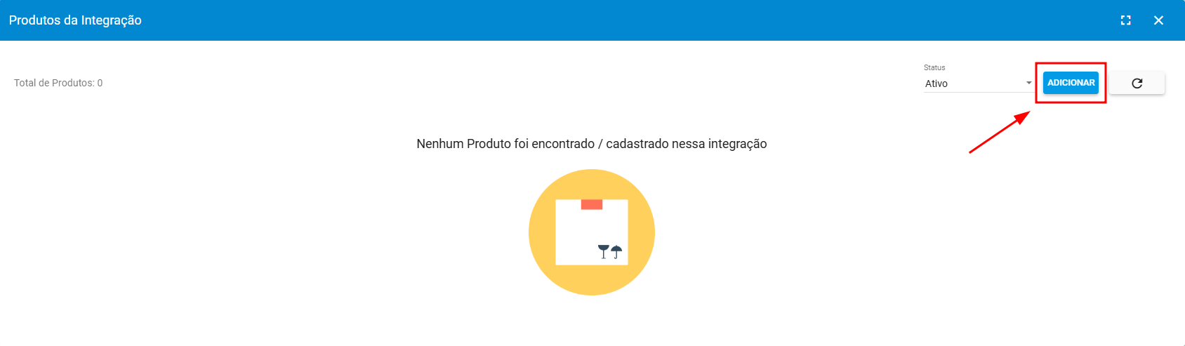 imagem_que_mostra_painel_de_plataforma_de_conteudo_destacando_botao_adicionar_produtos_integracao_interservice