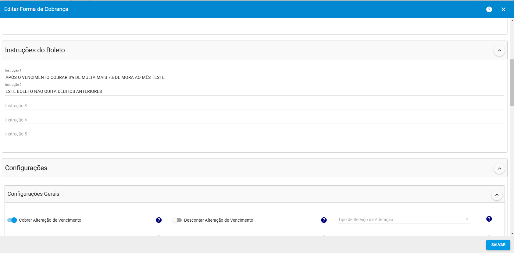 imagem_que_mostra_painel_de_forma_de_cobranca_destacando_nova_forma_de_cobranca_aba_configuracao_campo_instrucoes_do_boleto