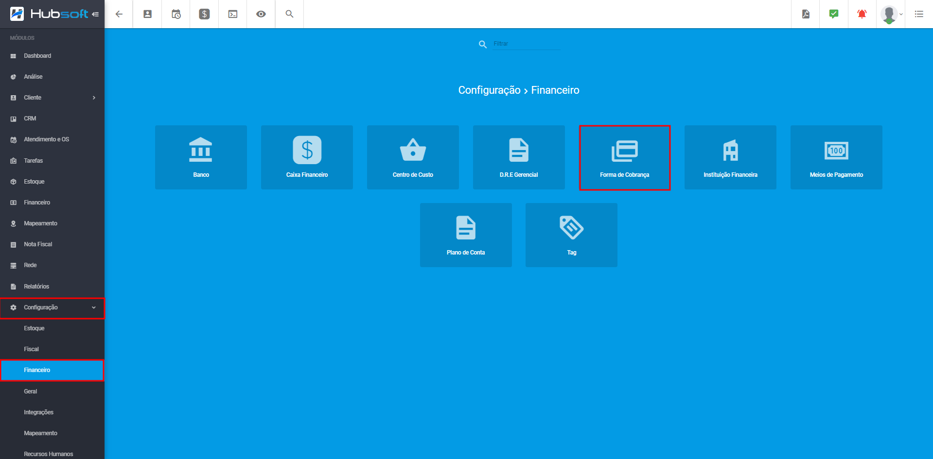 imagem_que_mostra_modulo_configuracao_financeiro_destacando_painel_forma_de_cobranca