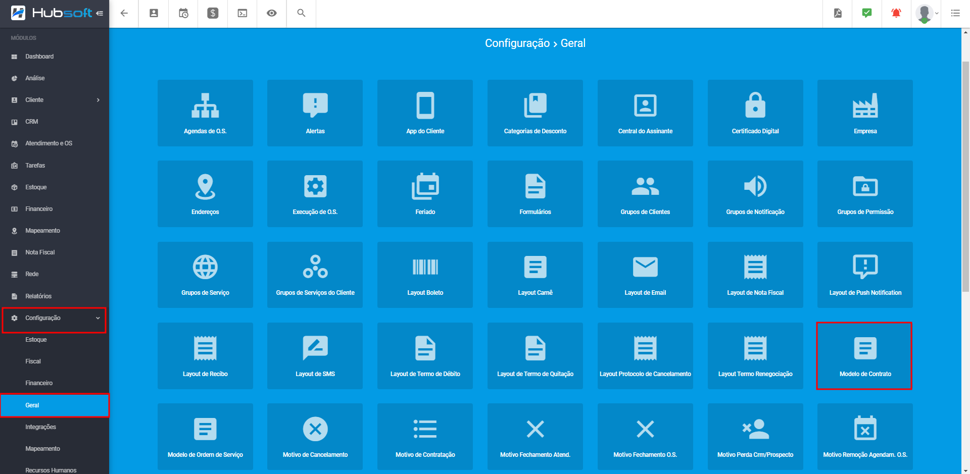 Ilustra_o_modulo_configuracao_geral_destacando_painel_modelo_de_contrato