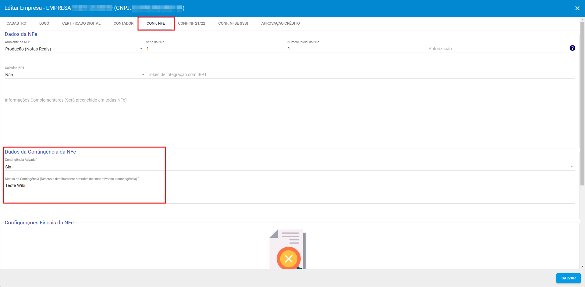 imagem_que_mostra_painel_empresa_destacando_aba_conf_nfe_dados_da_contingencia