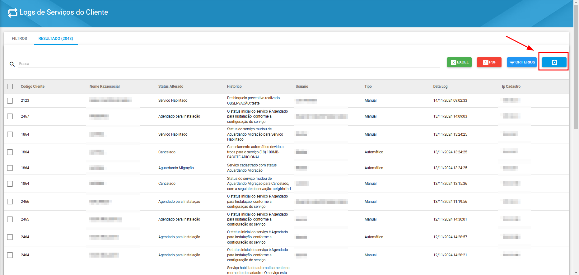 imagem_que_mostra_relatorio_de_logs_de_servicos_do_cliente_destacando_icone_de_engrenagem