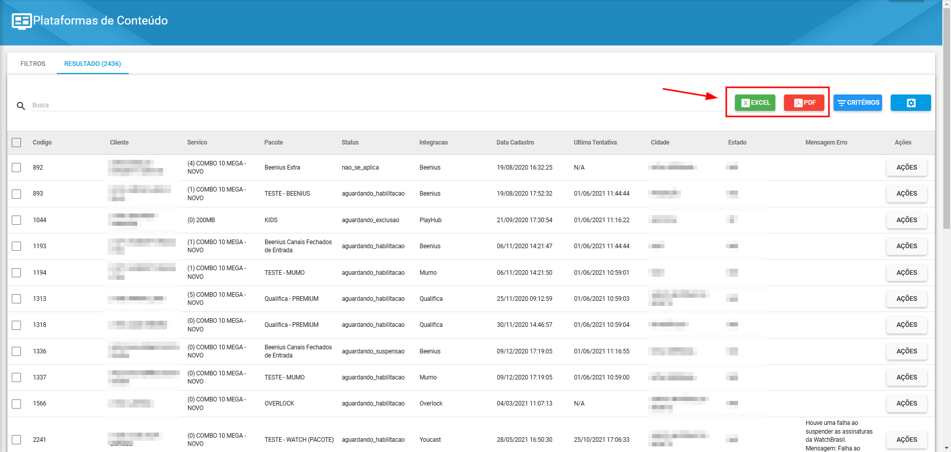 imagem_que_mostra_relatorios_plataformas_de_conteudo_icone_pdf_excel_para_exportar_relatorio