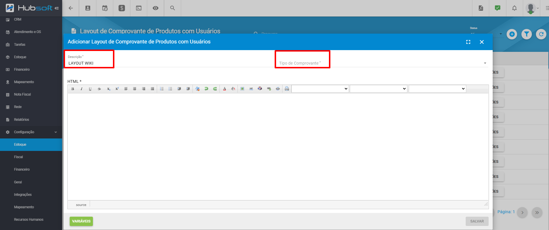imagem_que_mostra_menu_configuracao_estoque_layout_comprovante_produtos_com_usuario_adicionar_descricao_e_tipo