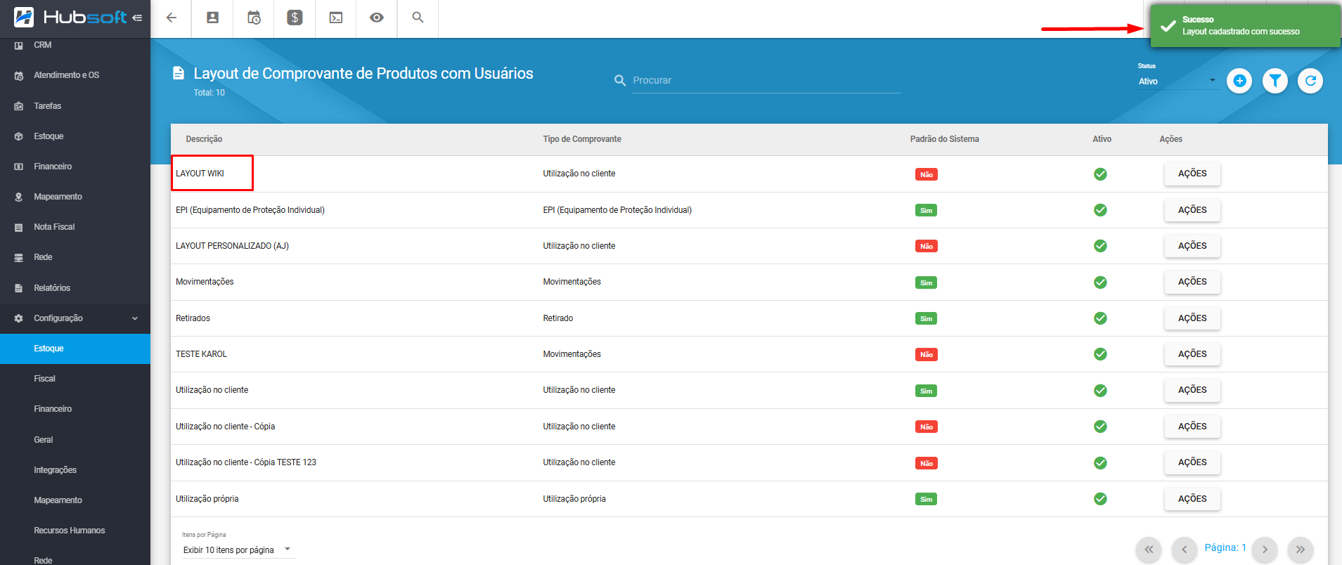 imagem_que_mostra_menu_configuracao_estoque_layout_comprovante_produtos_com_usuario_salvar_sucesso