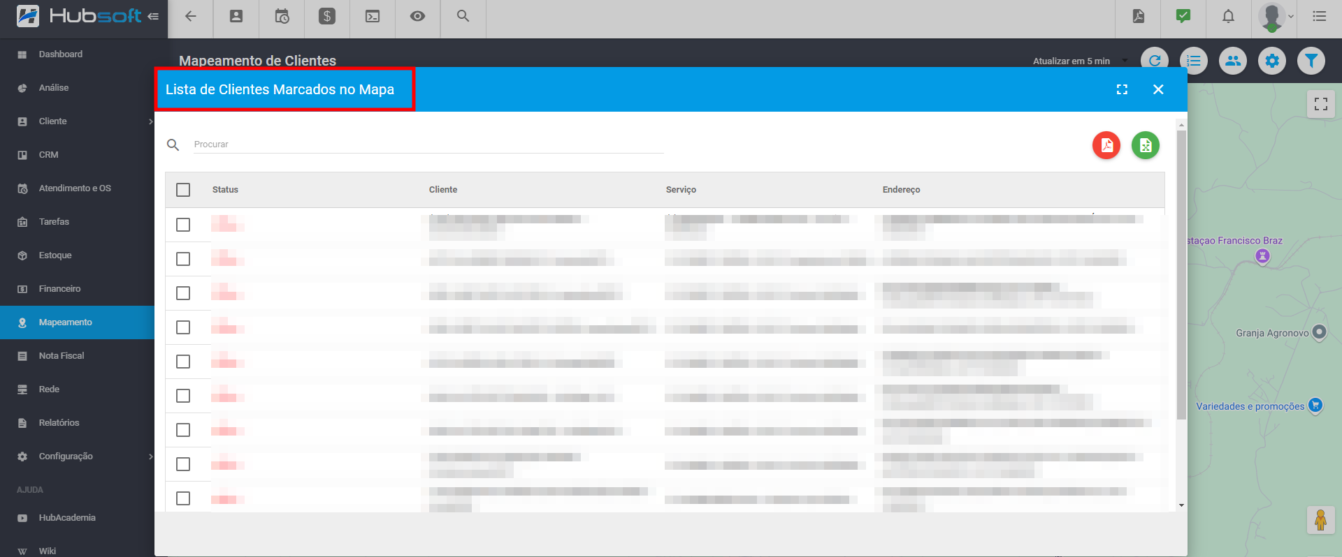 imagem_que_mostra_menu_mapeamento_clientes_exibir_clientes_em_lista_lista_de_clientes_marcados_no_mapa