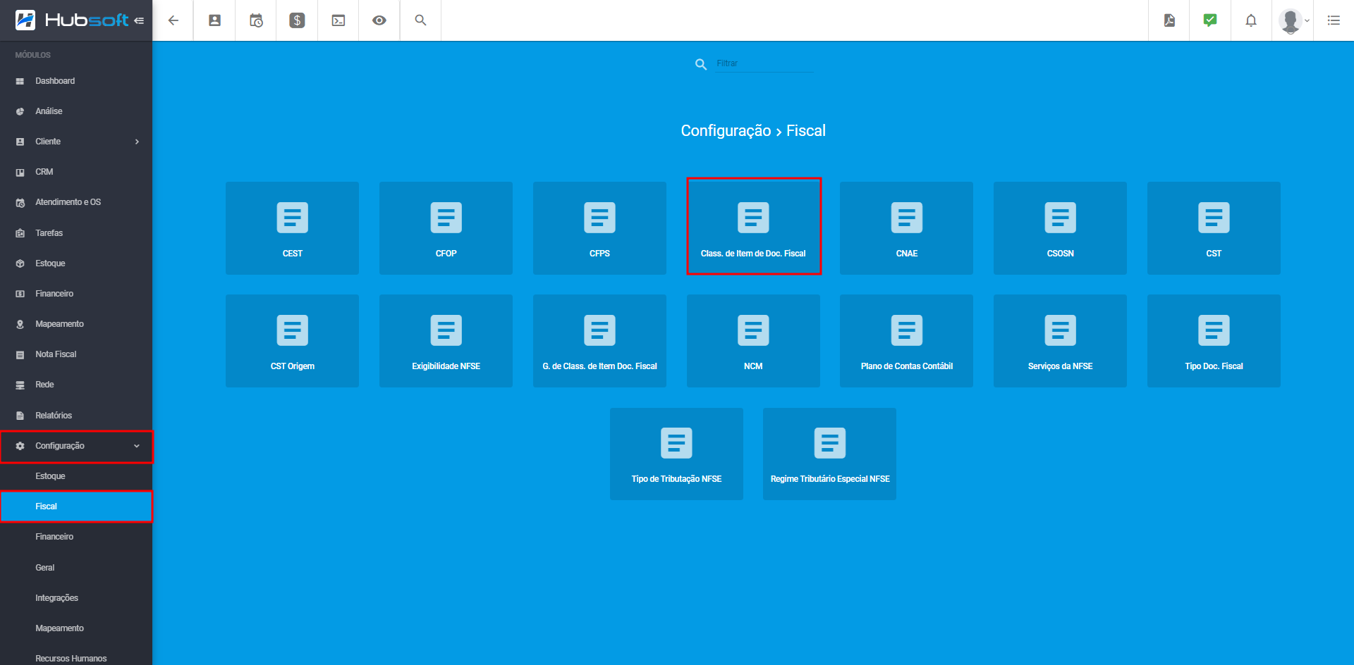 Ilustra_o_painel_de_configuracao_fiscal_destacando_o_modulo_classificação_de_item_documento_fiscal