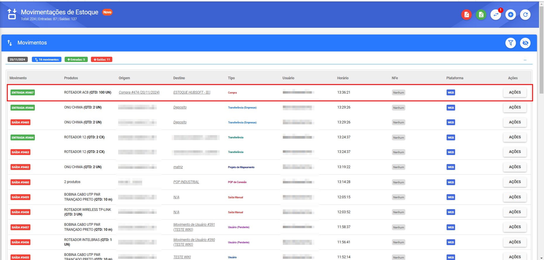 imagem_que_mostra_painel_movimentacao_de_estoque_detacando_movimento_de_nova_compra_adicionado