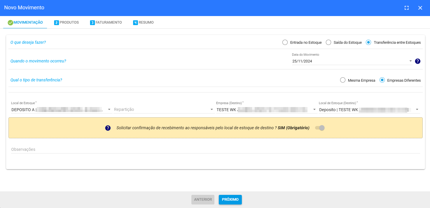 imagem_que_mostra_painel_novo_movimento_transferencia_empresas_diferentes_destacando_reparticao_local_de_estoque