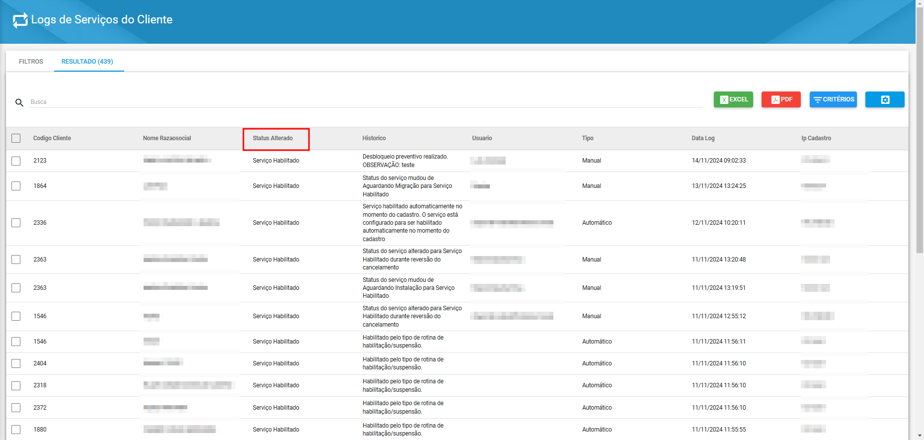 imagem_que_mostra_relatorios_de_logs_de_servicos_do_cliente_destacando_resultados_apos_utilizar_os_criterios