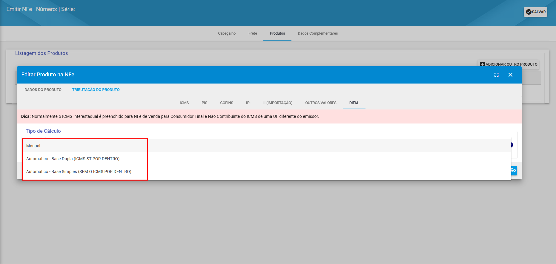 imagem_que_mostra_edicao_de_produto_da_NFe_destacando_os_tipos_de_calculo