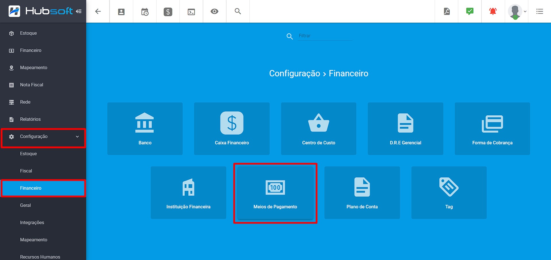 Ilustra_o_painel_de_configurações_financeiro_destacando_o_módulo_de_meios_de_pagamento