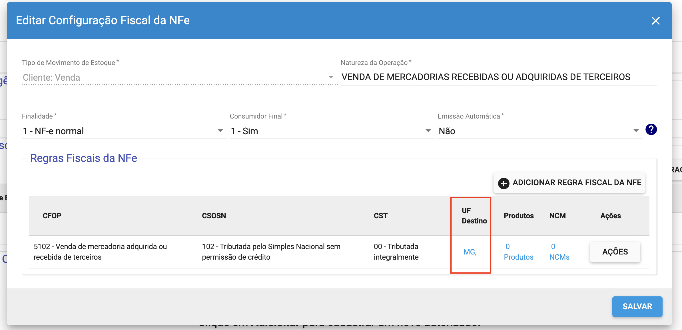 imagem_que_mostra_configuracao_nfe_nota_fiscal_eletronica_empresa_editar_configuracao_fiscal_da_nfe_dados_preenchidos_preencher_uf