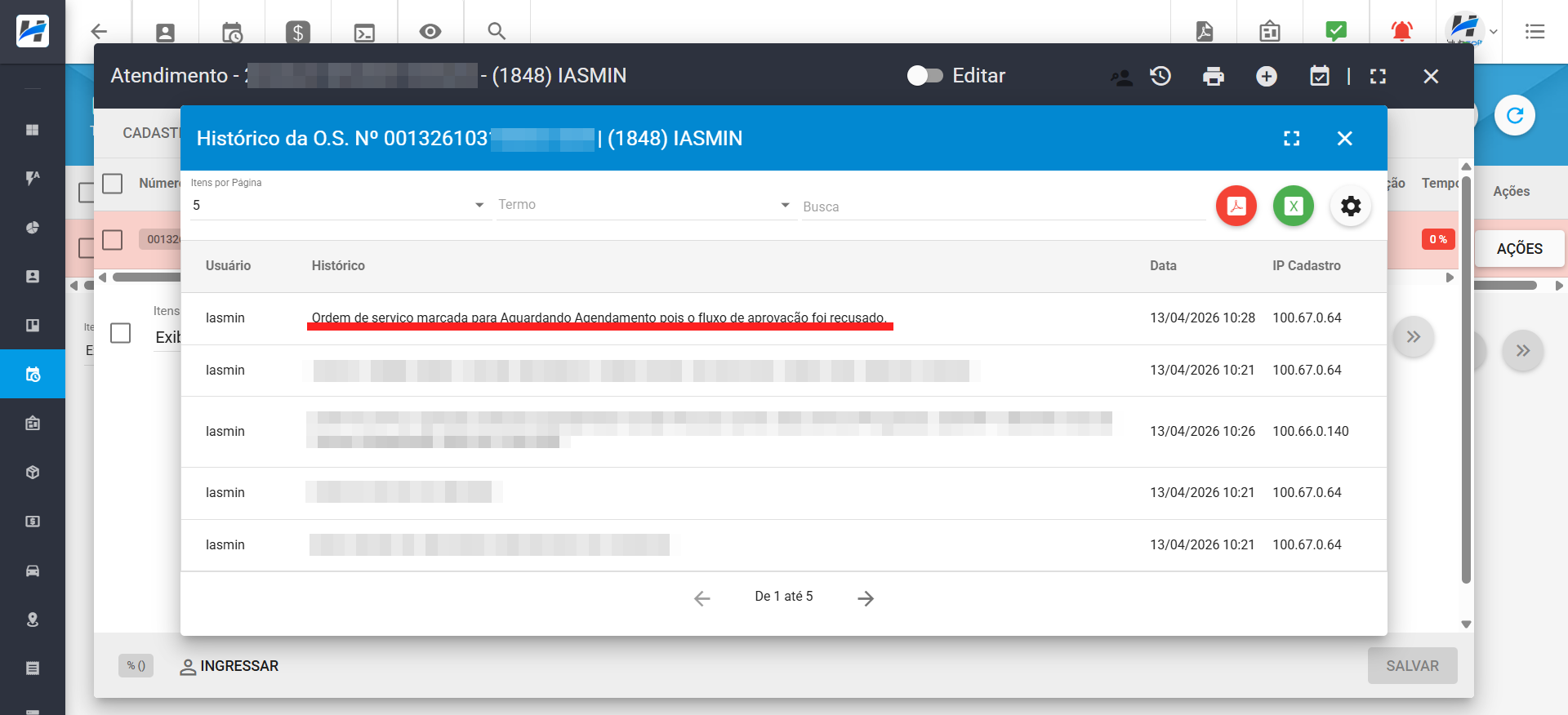 imagem_que_mostra_menu_ordens_de_servico_aprovar_informacoes_da_ordem_de_servico_rejeitada_status_aguardando_agendamento