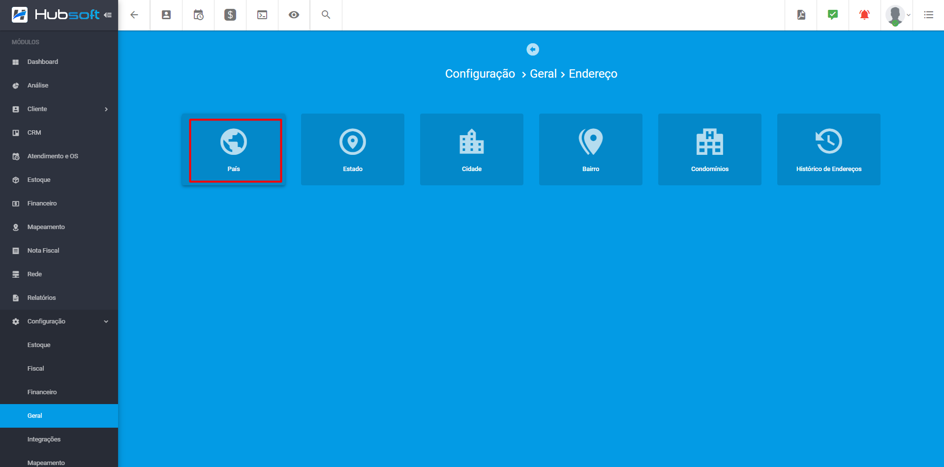 imagem_que_mostra_modulo_configuracao_geral_enderecos_pais_para_adicionar_novo_pais