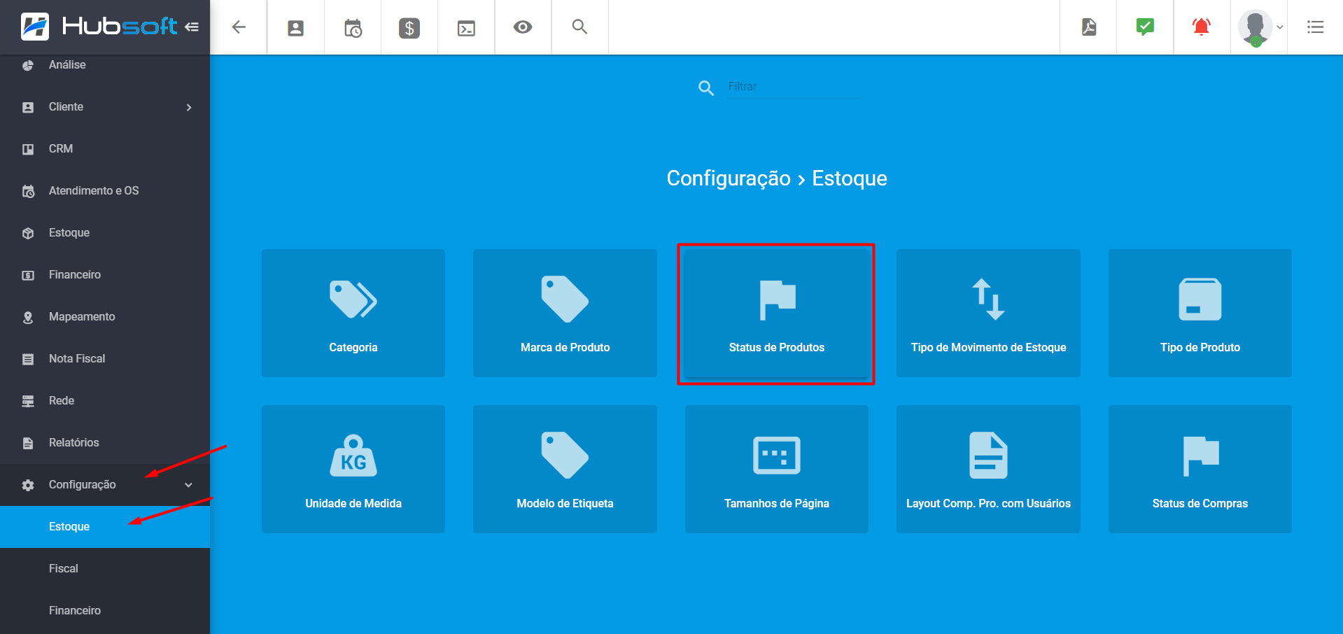 imagem_que_mostra_o_menu_configuracao_estoque_status_de_produto