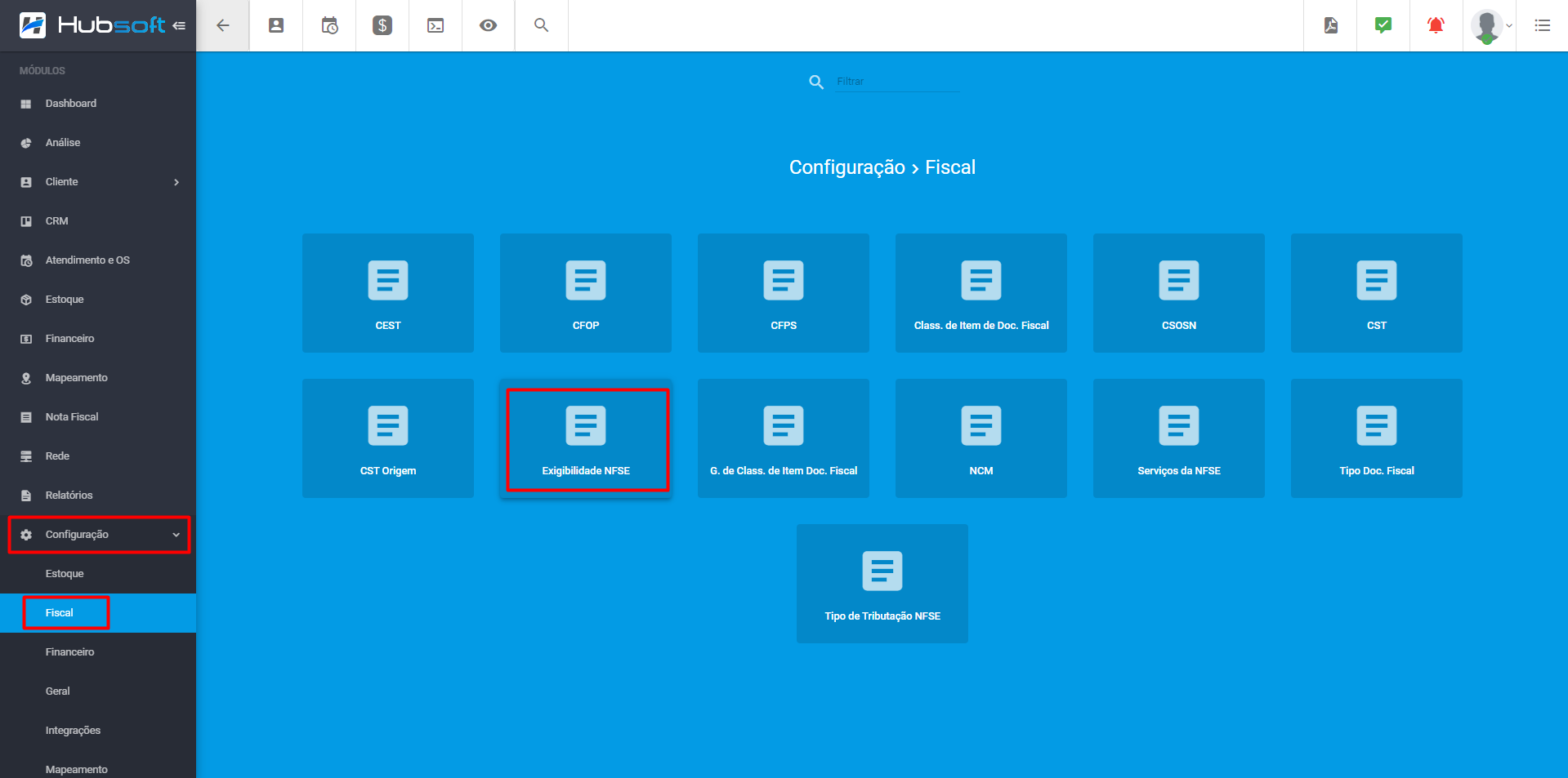 Ilustra_o_painel_de_configuracao_fiscal_destacando_o_modulo_exigibilidade_nfse