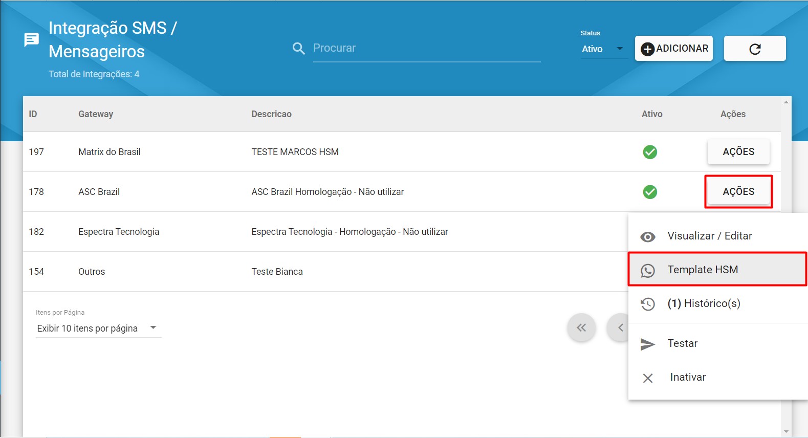 imagem_que_mostra_configuracao_integracoes_sms_mensageiros_template_hsm_call_sys