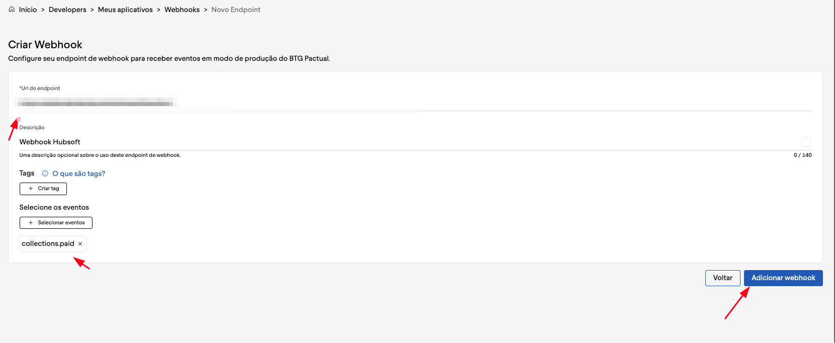 Salvar webhook
