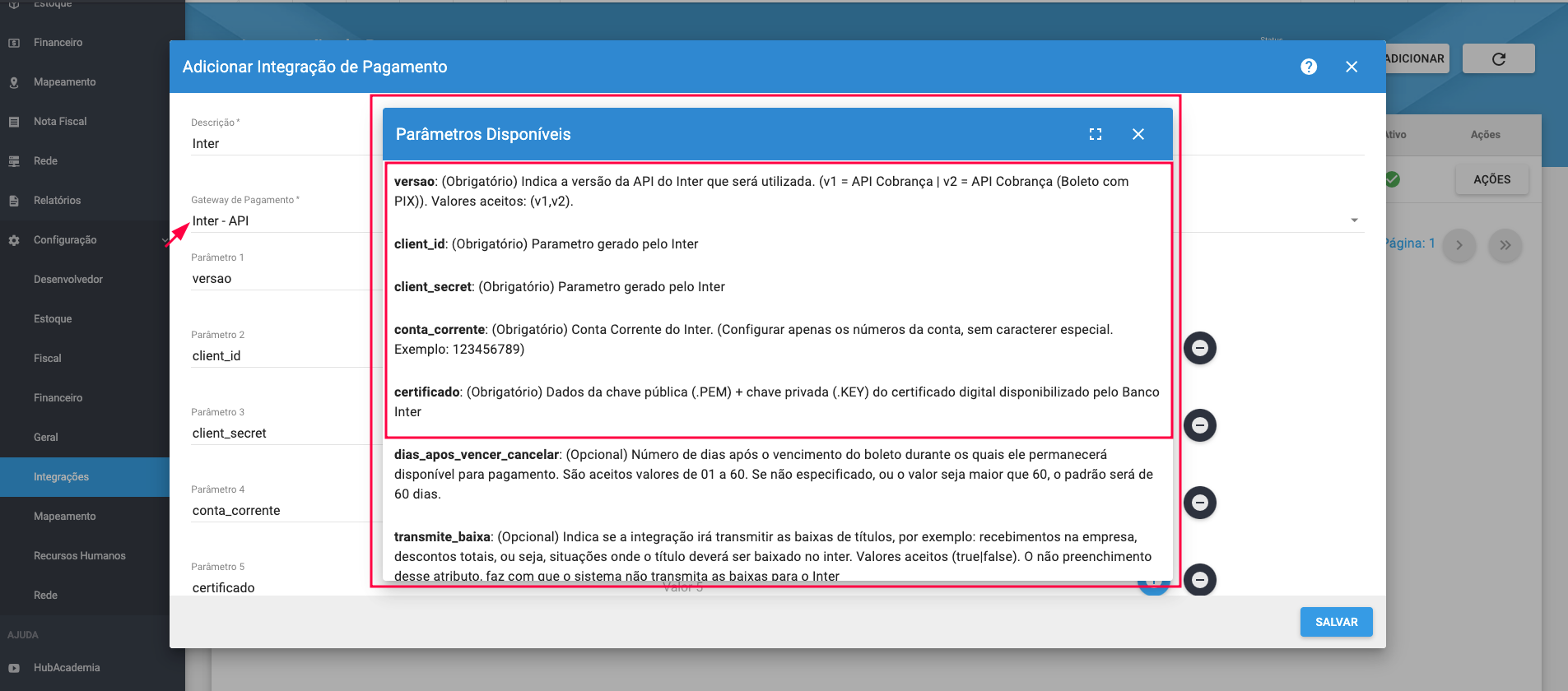 imagem_que_mostra_modulo_configuracao_integracoes_pagamento_adicionar_parametros_integracao_inter_api