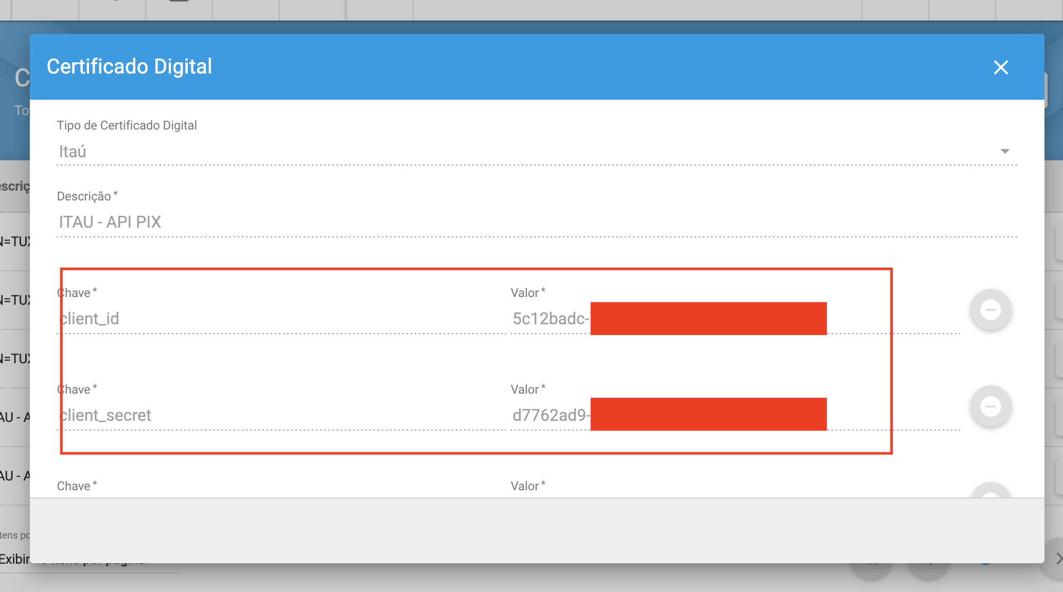 imagem_que_mostra_tela_certificado_pix_itau_dados_gerados_client_id_client_secret