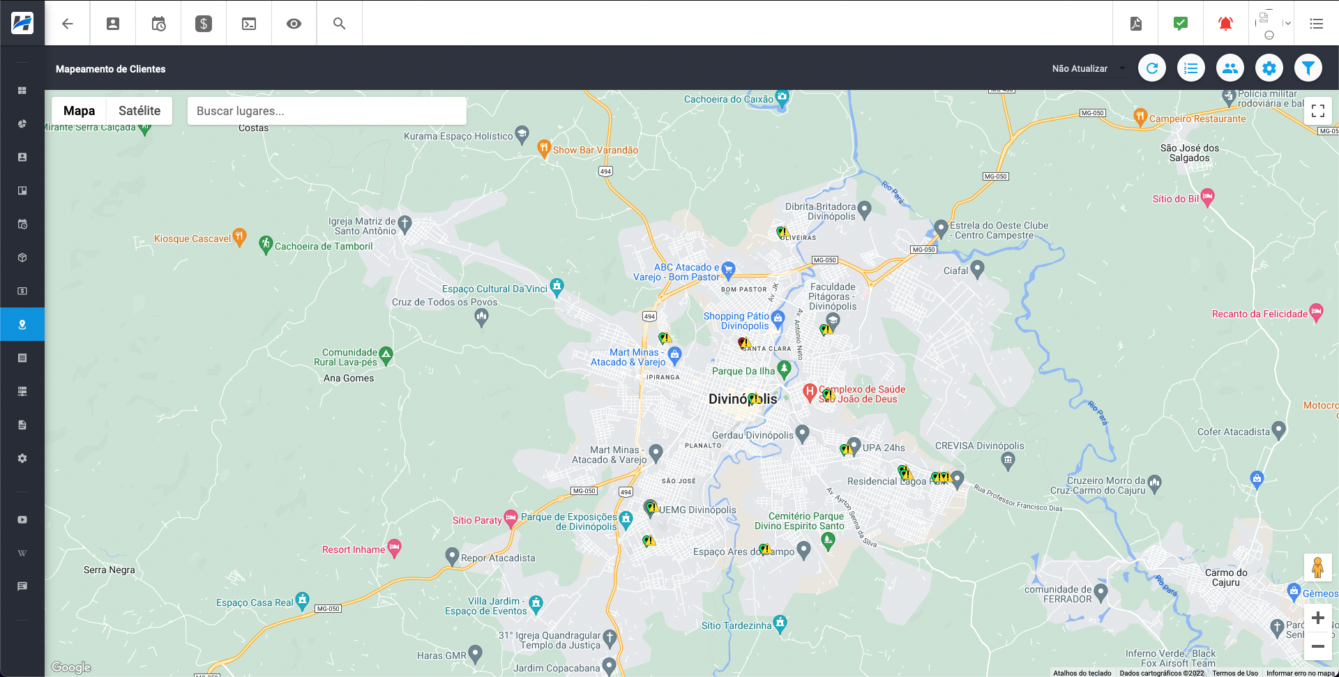 imagem_que_mostra_menu_mapeamento_clientes_exibir_clientes_configuracao_parametros_disponiveis_exibir_marcador_alarme_exibicao_no_mapa