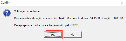 imagem_que_mostra_opcao_yes_para_gerar_a_midia_para_a_transmissa_pelo_ted_no_gerador_de_midia_da_enota_fiscal_durante_o_fechamento_de_arquivos_de_icms