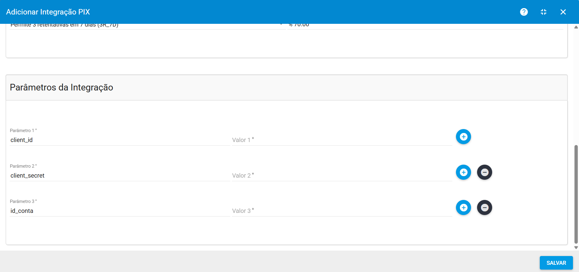 imagem_que_mostra_configuracao_integracao_pix_adicionar_parametros