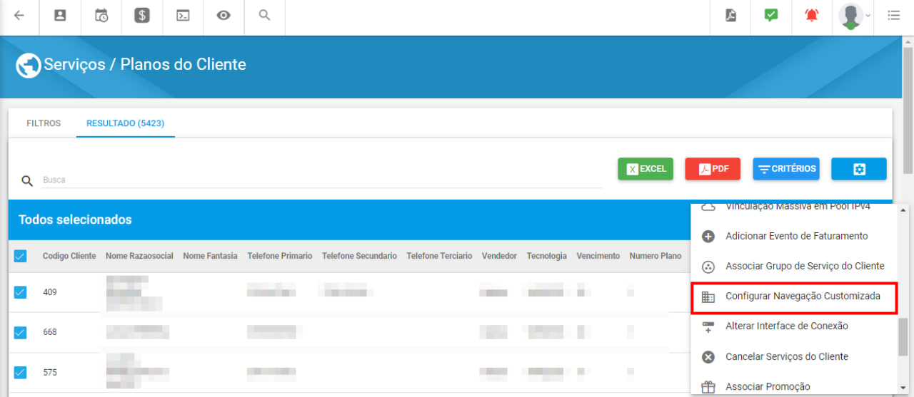 imagem_que_mostra_o_menu_de_configurar_navegação_customizada_no_relatorio_de_serviços_do_cliente