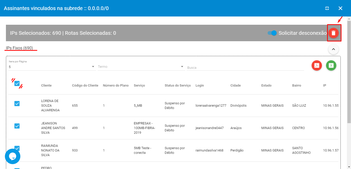 Consultar assinantes