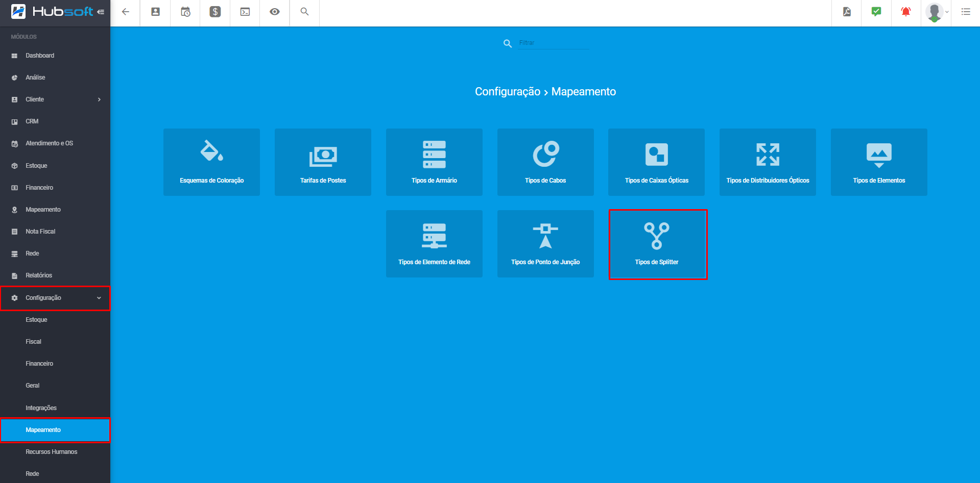 Ilustra_o_painel_de_configuracao_mapeamento_destacando_o_modulo_tipos_de_splitters