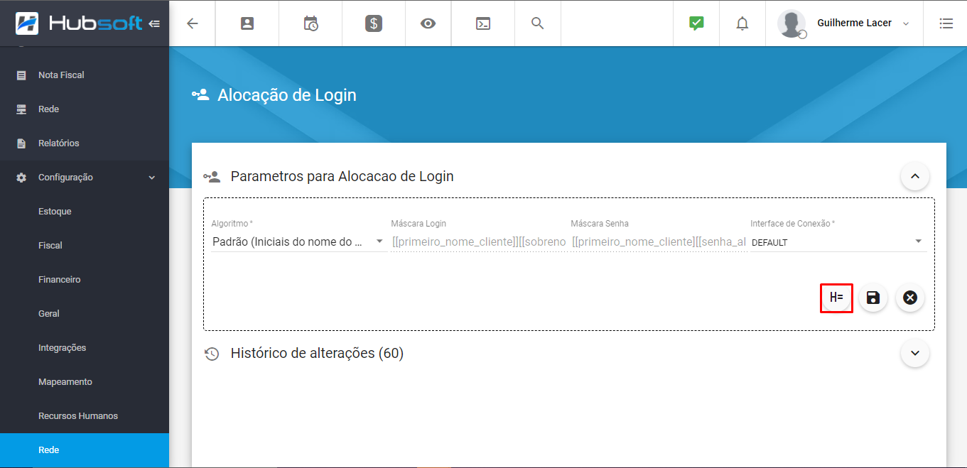 Variáveis alocação de login