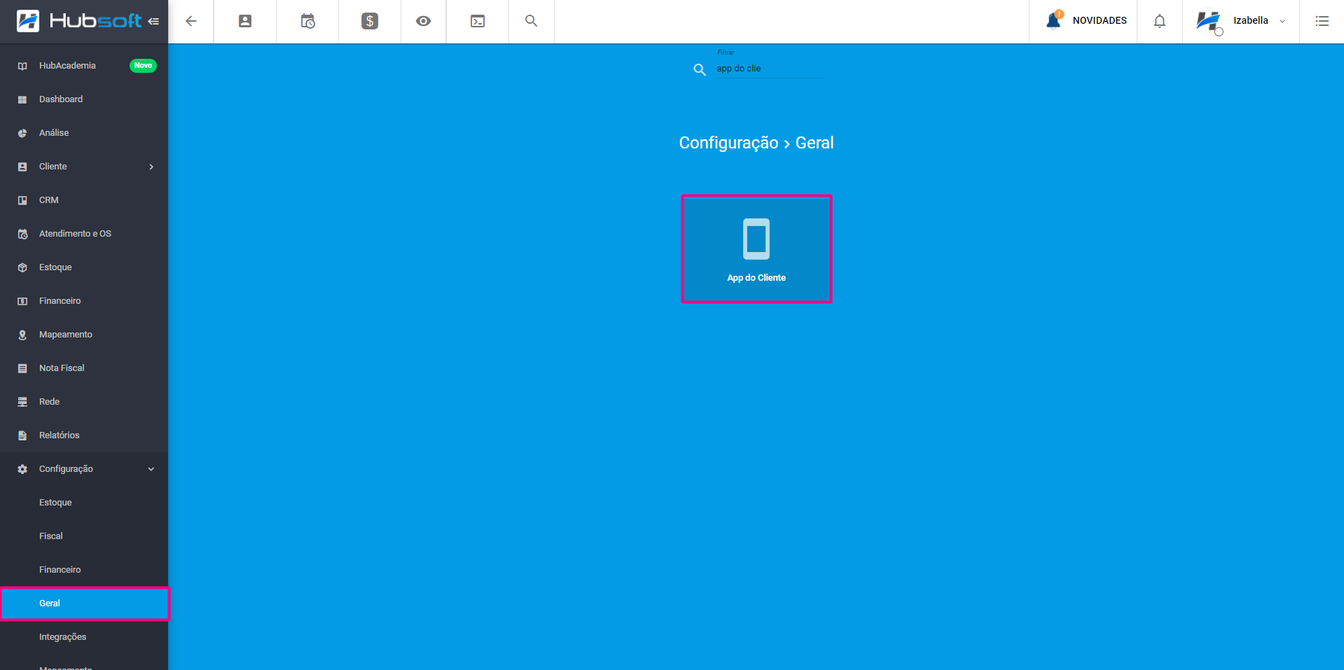 Menu configuração