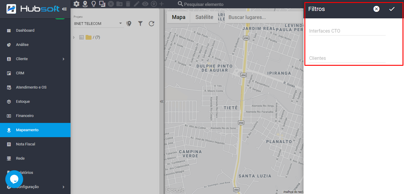 Filtros por interfaces no mapeamento
