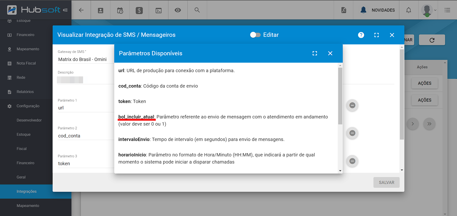 Ilustra o novo parâmetro.
