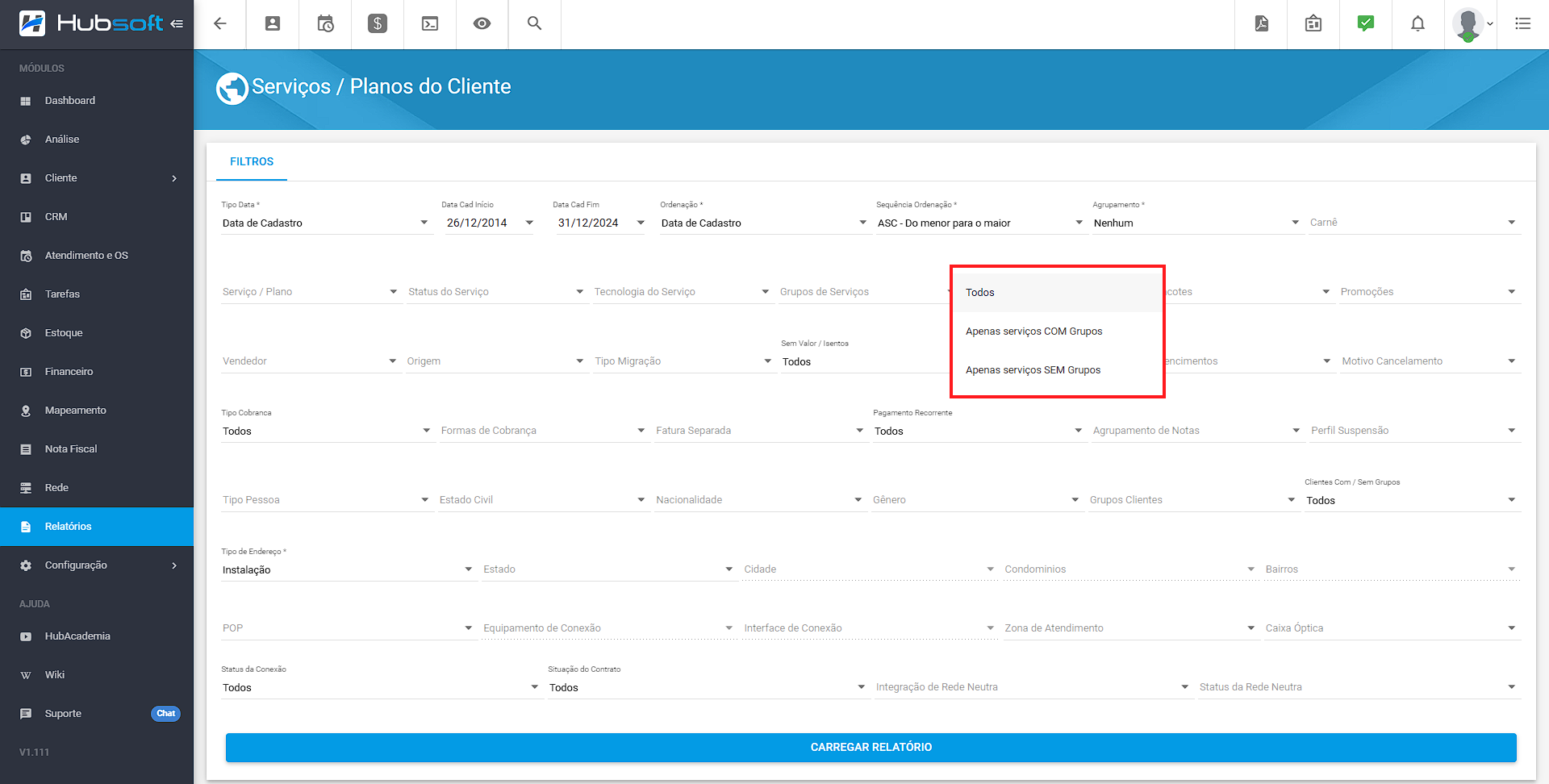 imagem_que_mostra_relatorio_servico_do_cliente_com_filtros_servicos_e_clientes_com_sem_grupo