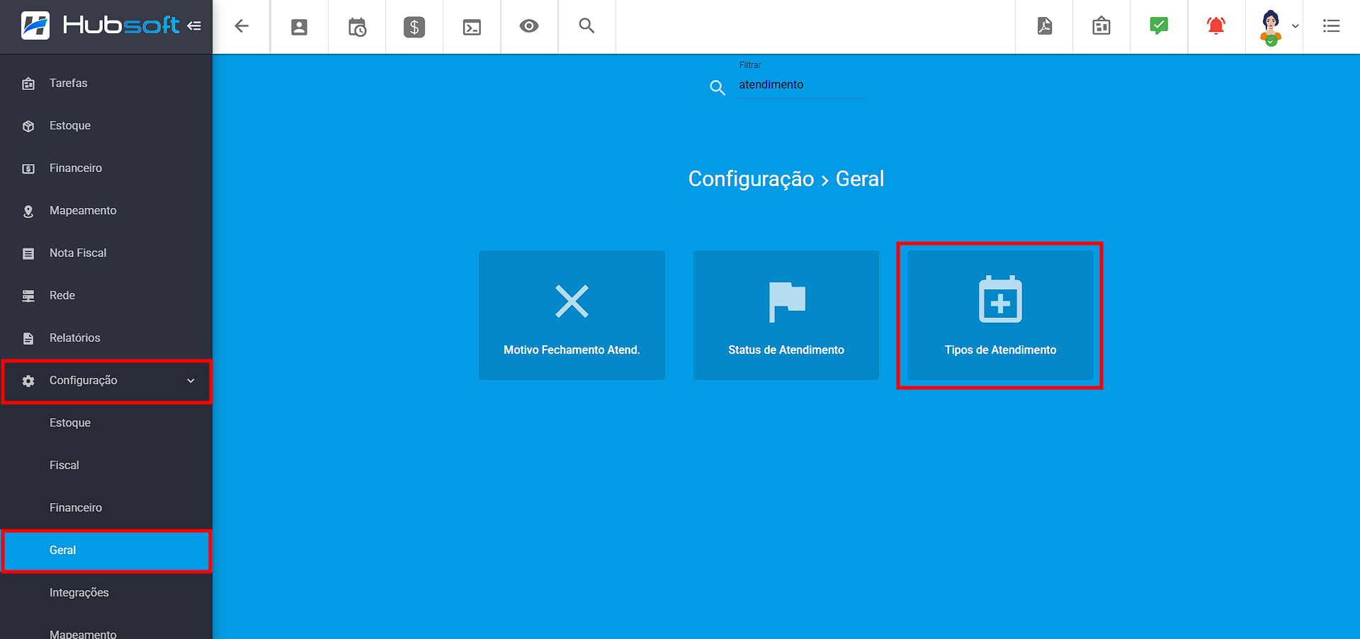 imagem_que_mostra_menu_lateral_configuracao_geral_tipos_de_atendimento
